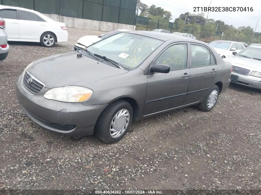 2008 Toyota Corolla Ce VIN: 2T1BR32E38C870416 Lot: 40534282