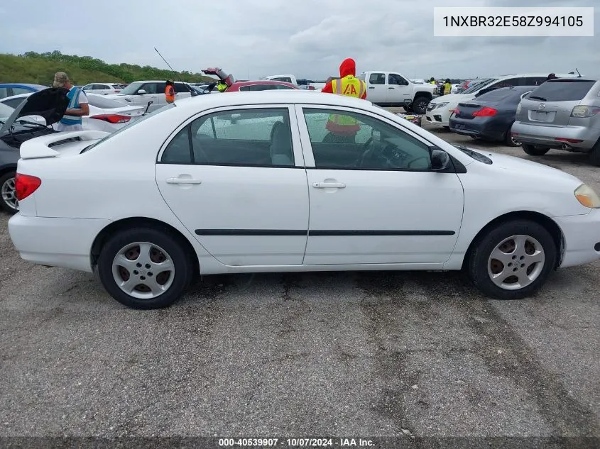 2008 Toyota Corolla Ce/Le/S VIN: 1NXBR32E58Z994105 Lot: 40539907