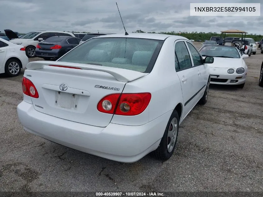 2008 Toyota Corolla Ce/Le/S VIN: 1NXBR32E58Z994105 Lot: 40539907