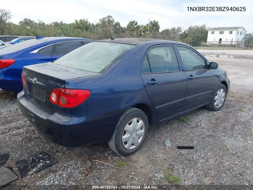 2008 Toyota Corolla Ce VIN: 1NXBR32E38Z940625 Lot: 40720763