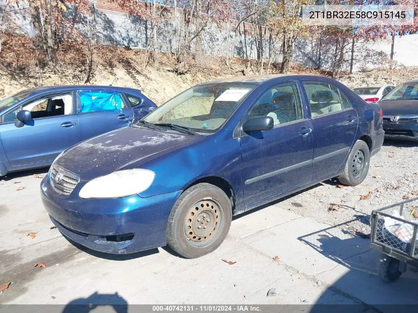 2008 Toyota Corolla Ce VIN: 2T1BR32E58C915145 Lot: 40742131