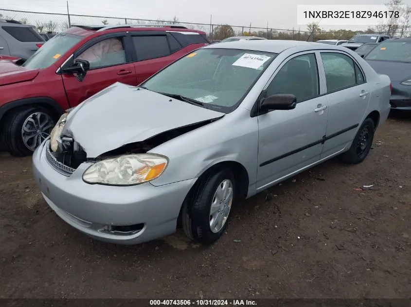 2008 Toyota Corolla Ce VIN: 1NXBR32E18Z946178 Lot: 40743506