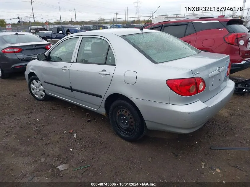 2008 Toyota Corolla Ce VIN: 1NXBR32E18Z946178 Lot: 40743506