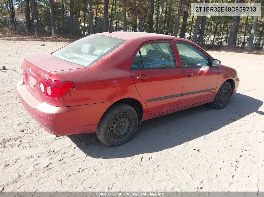 2008 Toyota Corolla Ce VIN: 2T1BR32E48C858713 Lot: 40752130