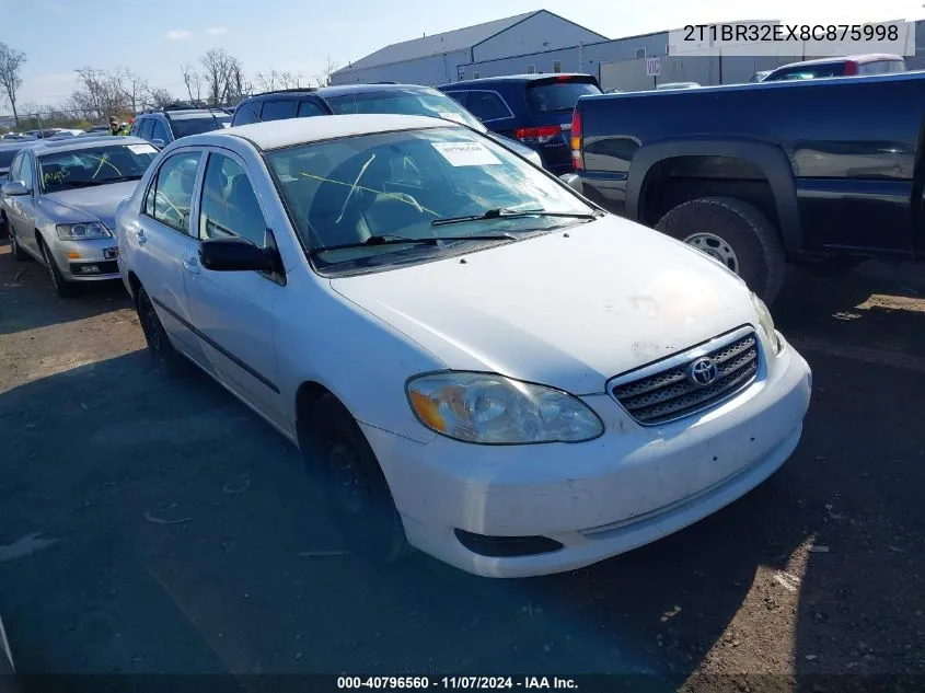 2008 Toyota Corolla Ce VIN: 2T1BR32EX8C875998 Lot: 40796560