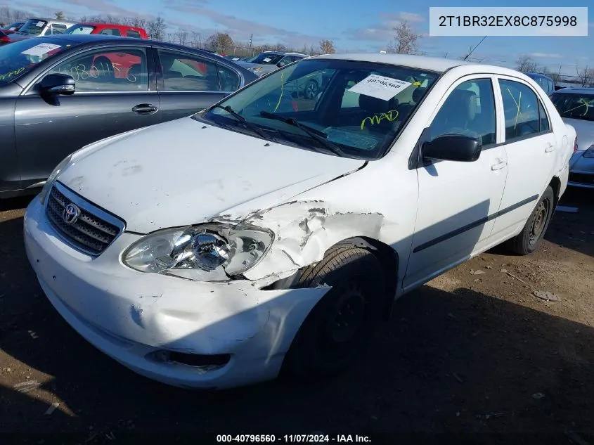 2008 Toyota Corolla Ce VIN: 2T1BR32EX8C875998 Lot: 40796560