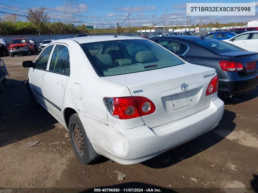 2008 Toyota Corolla Ce VIN: 2T1BR32EX8C875998 Lot: 40796560