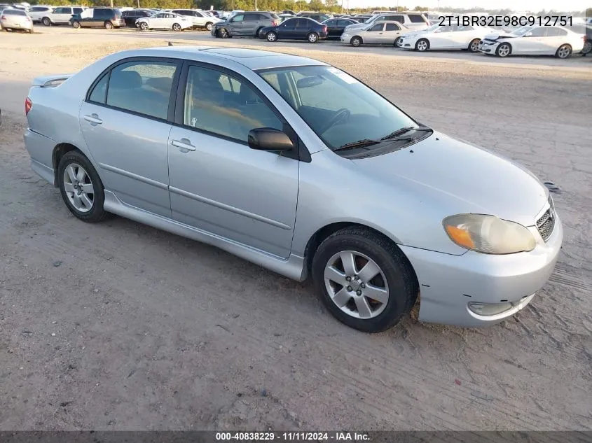 2008 Toyota Corolla S VIN: 2T1BR32E98C912751 Lot: 40838229