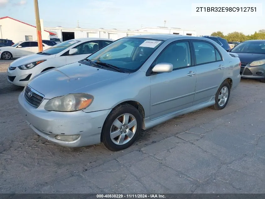 2008 Toyota Corolla S VIN: 2T1BR32E98C912751 Lot: 40838229