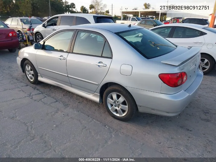 2008 Toyota Corolla S VIN: 2T1BR32E98C912751 Lot: 40838229