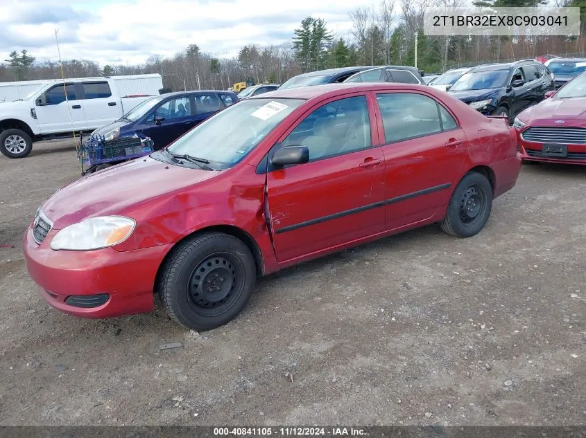 2008 Toyota Corolla Ce VIN: 2T1BR32EX8C903041 Lot: 40841105