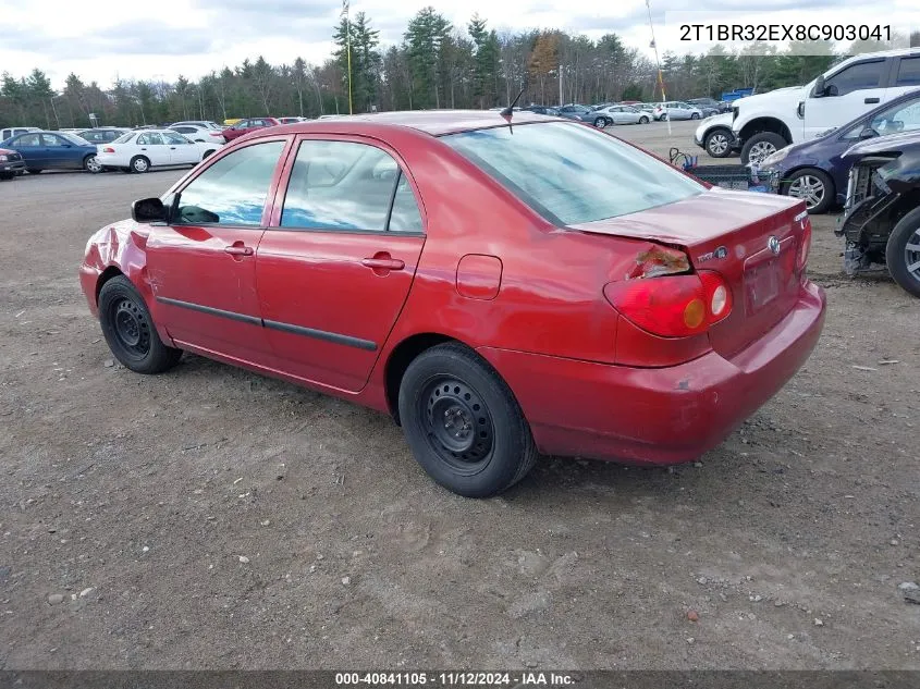 2008 Toyota Corolla Ce VIN: 2T1BR32EX8C903041 Lot: 40841105