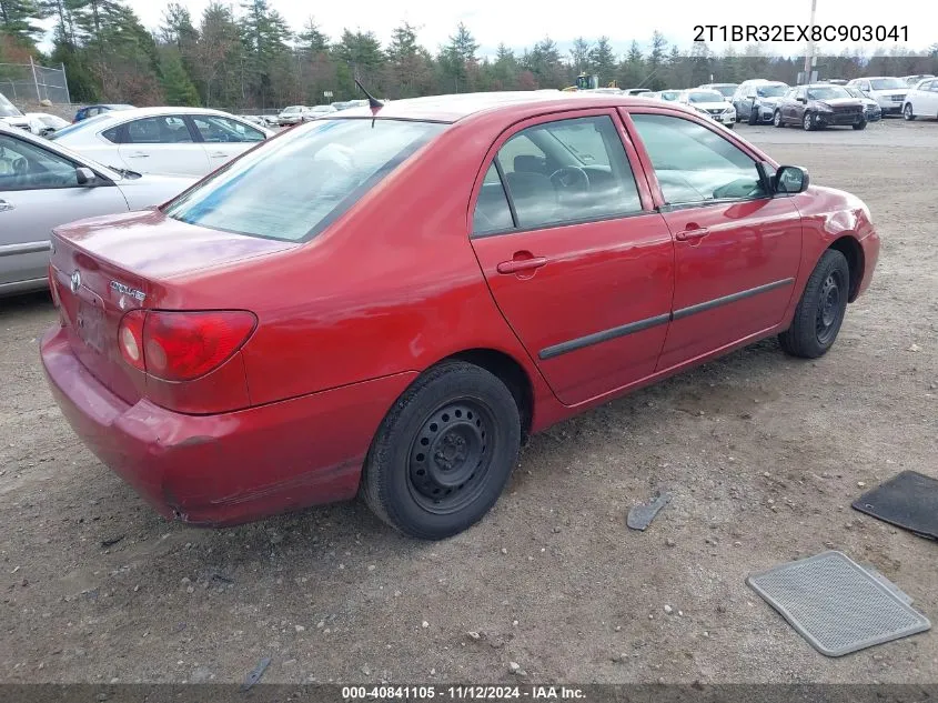 2008 Toyota Corolla Ce VIN: 2T1BR32EX8C903041 Lot: 40841105