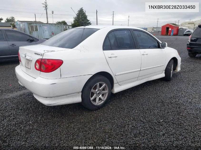 2008 Toyota Corolla Ce/Le/S VIN: 1NXBR30E28Z033450 Lot: 40861368