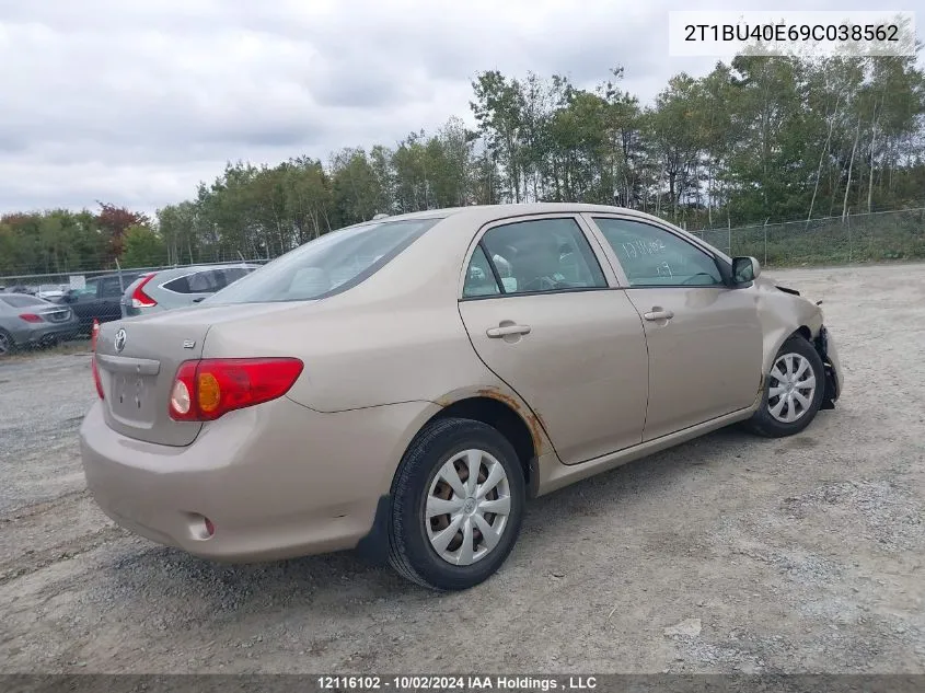 2009 Toyota Corolla Ce VIN: 2T1BU40E69C038562 Lot: 12116102