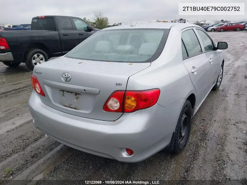 2009 Toyota Corolla S/Le/Xle VIN: 2T1BU40E79C002752 Lot: 12122069