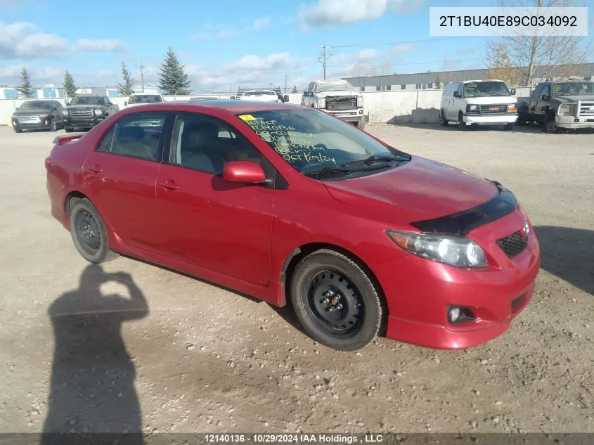 2009 Toyota Corolla S/Le/Xle VIN: 2T1BU40E89C034092 Lot: 12140136