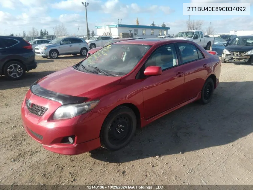 2009 Toyota Corolla S/Le/Xle VIN: 2T1BU40E89C034092 Lot: 12140136