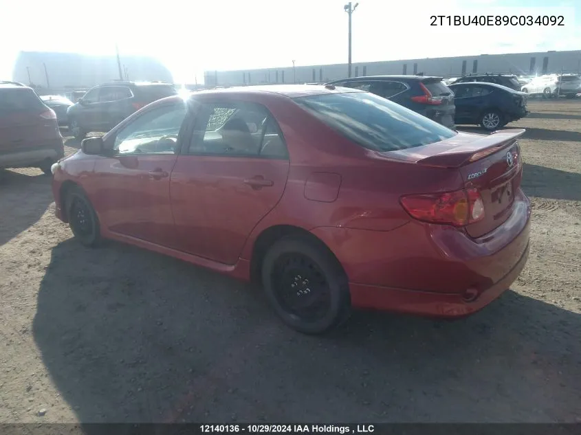 2009 Toyota Corolla S/Le/Xle VIN: 2T1BU40E89C034092 Lot: 12140136