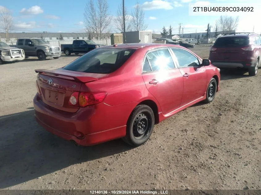 2009 Toyota Corolla S/Le/Xle VIN: 2T1BU40E89C034092 Lot: 12140136