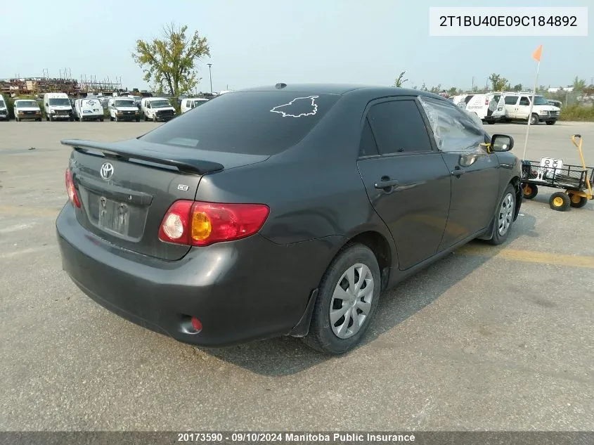 2009 Toyota Corolla Ce VIN: 2T1BU40E09C184892 Lot: 20173590