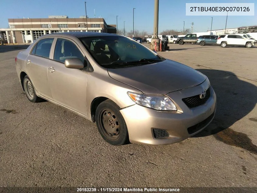 2009 Toyota Corolla Ce VIN: 2T1BU40E39C070126 Lot: 20183239