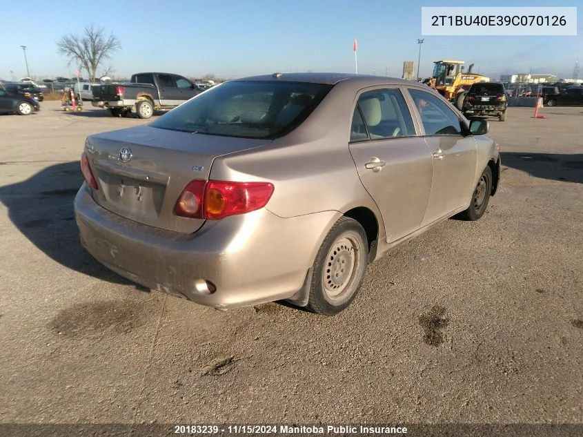 2009 Toyota Corolla Ce VIN: 2T1BU40E39C070126 Lot: 20183239