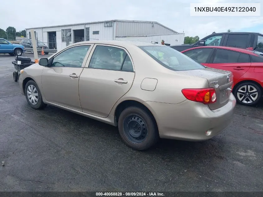 2009 Toyota Corolla Le VIN: 1NXBU40E49Z122040 Lot: 40058828