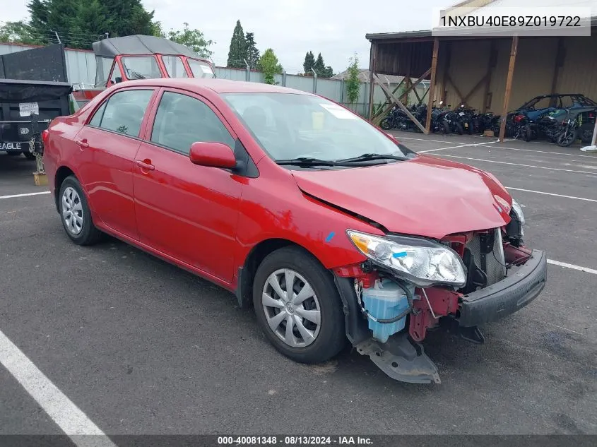 2009 Toyota Corolla Le VIN: 1NXBU40E89Z019722 Lot: 40081348