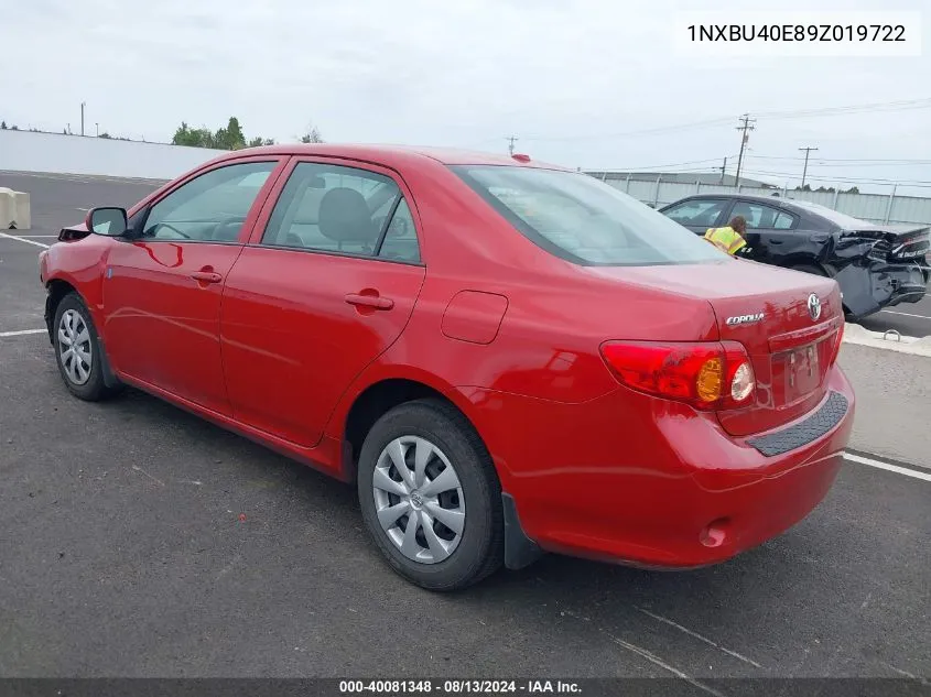 2009 Toyota Corolla Le VIN: 1NXBU40E89Z019722 Lot: 40081348