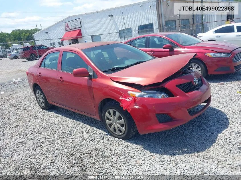 2009 Toyota Corolla Le/S/Xle VIN: JTDBL40E499022868 Lot: 40117436