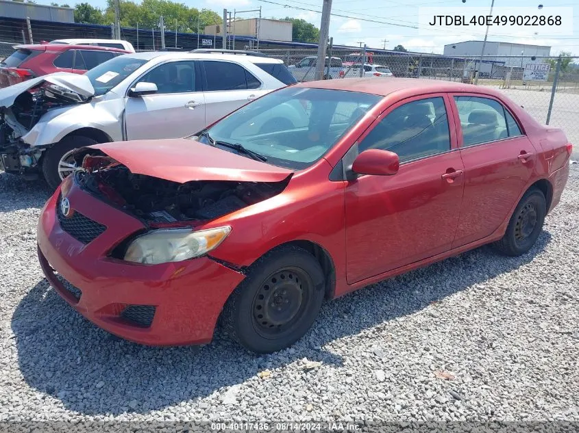 2009 Toyota Corolla Le/S/Xle VIN: JTDBL40E499022868 Lot: 40117436