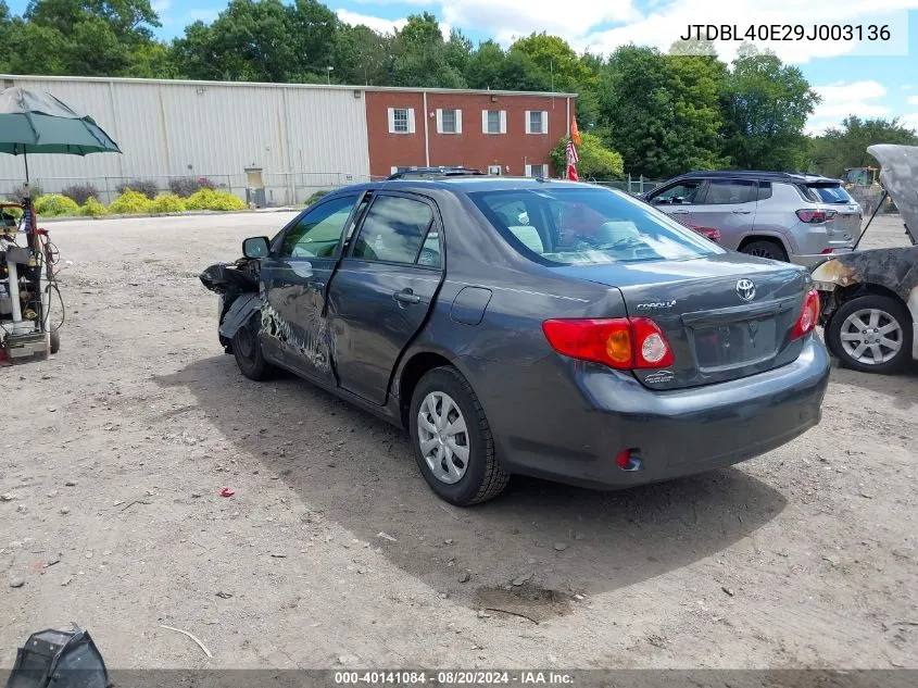 2009 Toyota Corolla Le VIN: JTDBL40E29J003136 Lot: 40141084