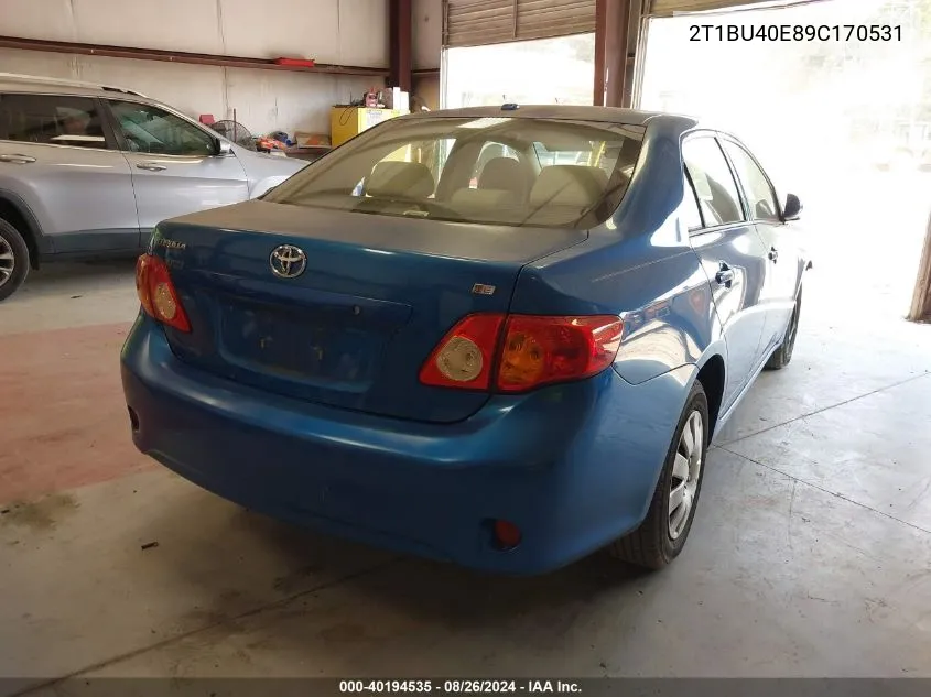 2009 Toyota Corolla Le VIN: 2T1BU40E89C170531 Lot: 40194535