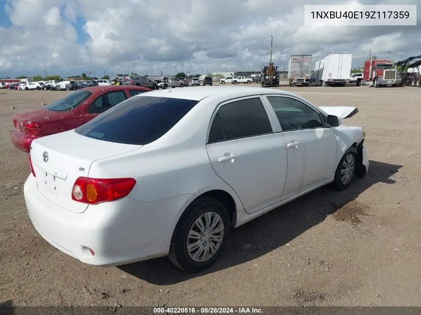 2009 Toyota Corolla Le VIN: 1NXBU40E19Z117359 Lot: 40220516