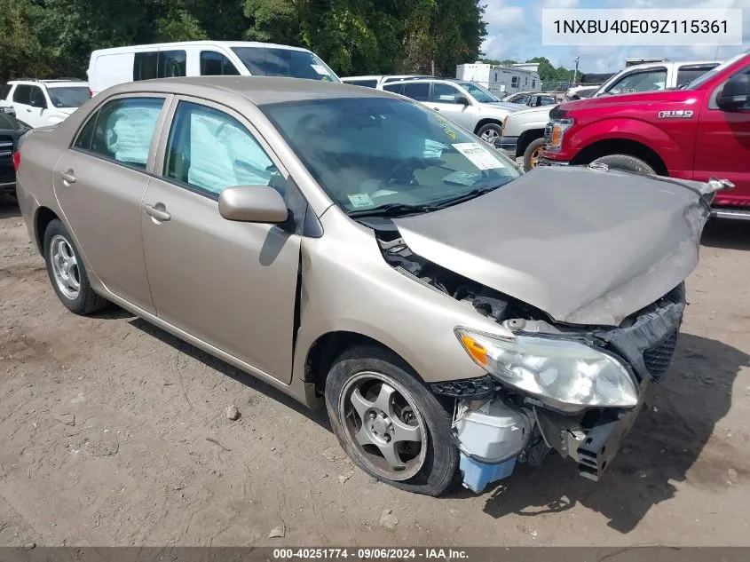 2009 Toyota Corolla Le VIN: 1NXBU40E09Z115361 Lot: 40251774