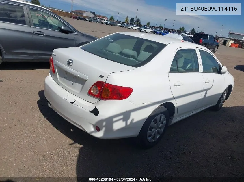 2009 Toyota Corolla Le VIN: 2T1BU40E09C114115 Lot: 40256104