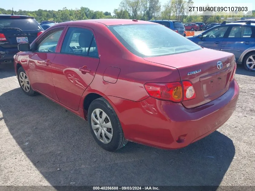 2009 Toyota Corolla Le VIN: 2T1BU40E89C107803 Lot: 40256588