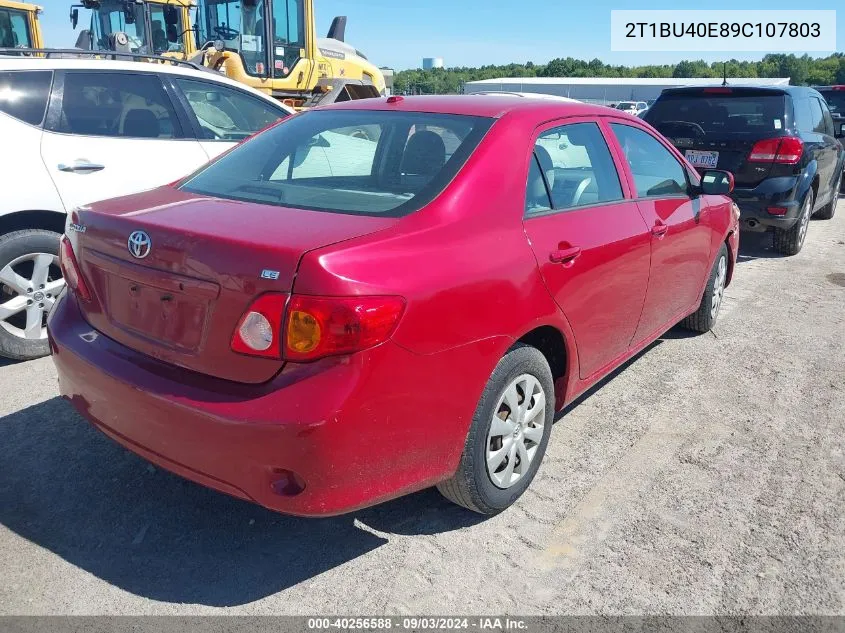 2009 Toyota Corolla Le VIN: 2T1BU40E89C107803 Lot: 40256588