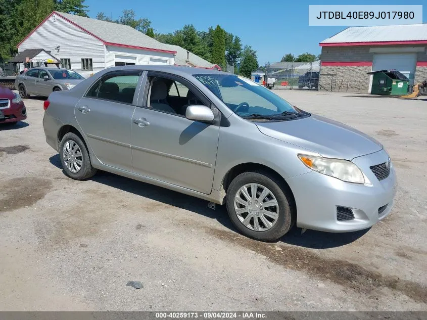 2009 Toyota Corolla Le VIN: JTDBL40E89J017980 Lot: 40259173