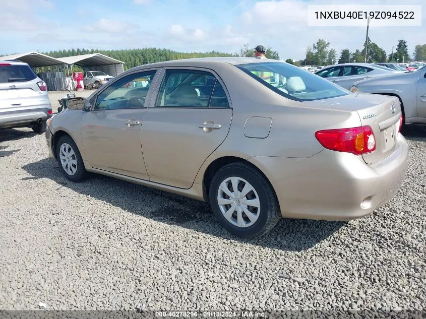 2009 Toyota Corolla S/Le/Xle VIN: 1NXBU40E19Z094522 Lot: 40278296