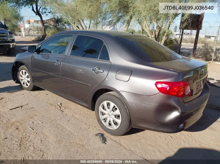 2009 Toyota Corolla Le VIN: JTDBL40E99J036540 Lot: 40294695