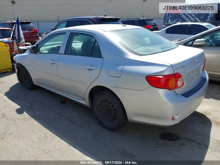 2009 Toyota Corolla VIN: JTDBL40E599063025 Lot: 40300275