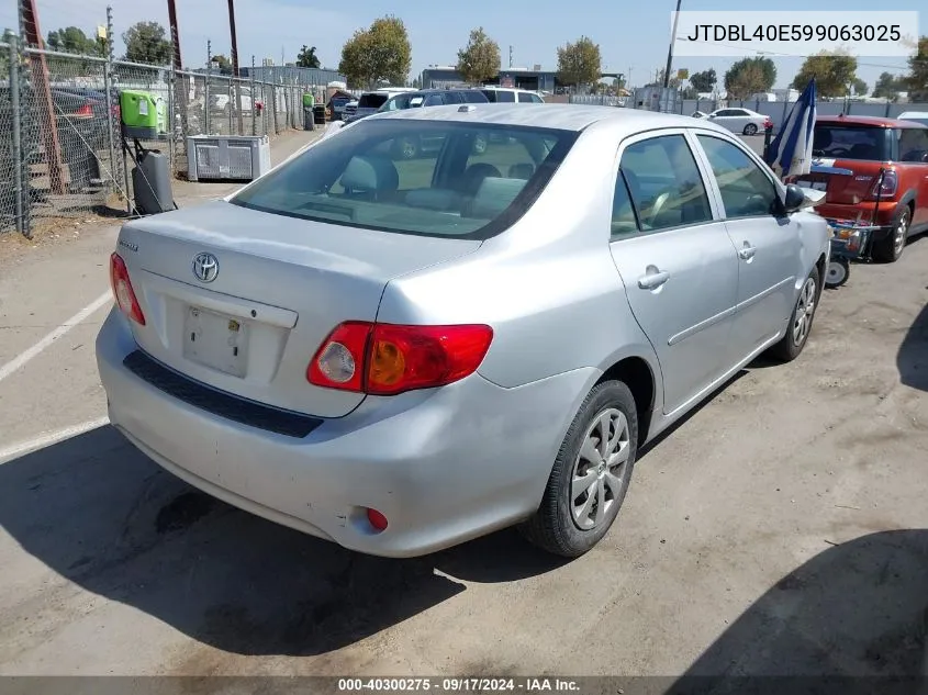 2009 Toyota Corolla VIN: JTDBL40E599063025 Lot: 40300275