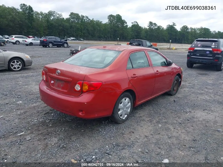 2009 Toyota Corolla VIN: JTDBL40E699038361 Lot: 40342703