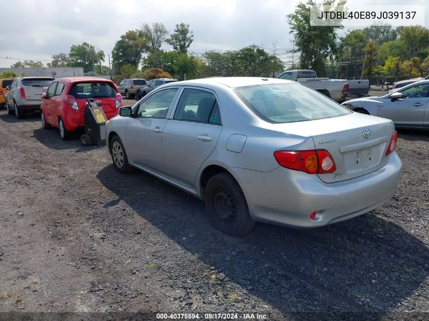 2009 Toyota Corolla Le VIN: JTDBL40E89J039137 Lot: 40375594