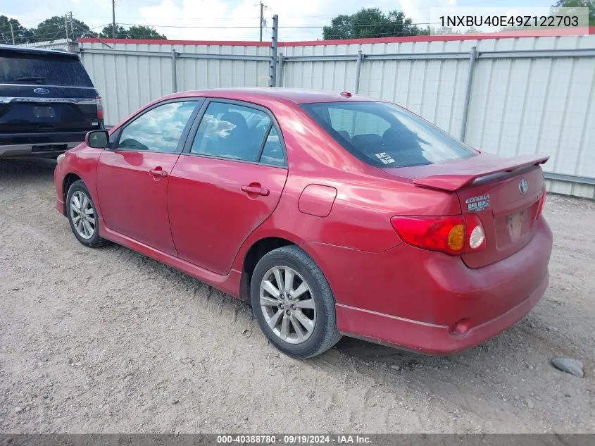 2009 Toyota Corolla S VIN: 1NXBU40E49Z122703 Lot: 40388780