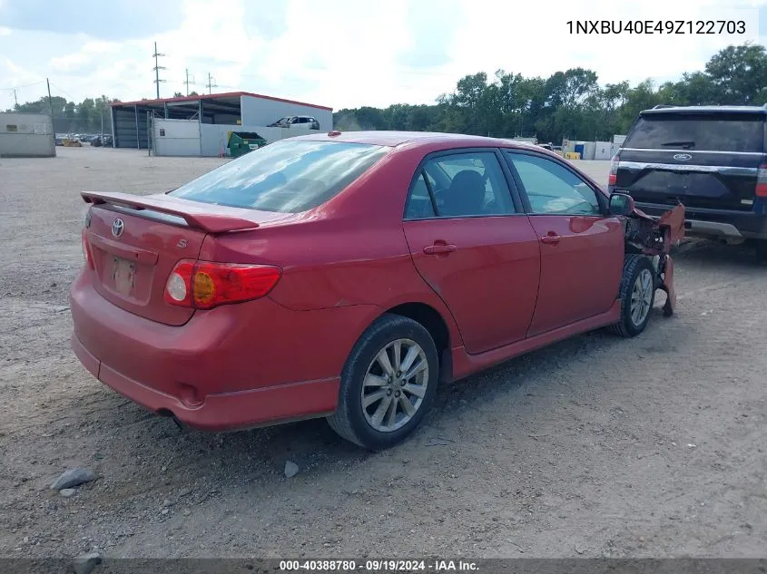 2009 Toyota Corolla S VIN: 1NXBU40E49Z122703 Lot: 40388780