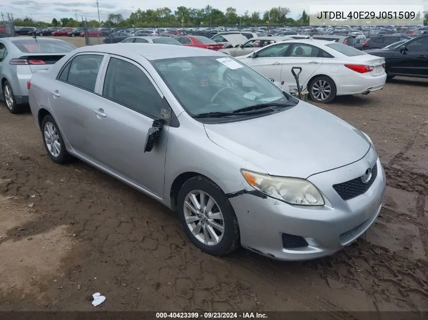 2009 Toyota Corolla Le VIN: JTDBL40E29J051509 Lot: 40423399