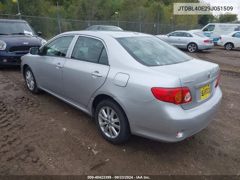 2009 Toyota Corolla Le VIN: JTDBL40E29J051509 Lot: 40423399